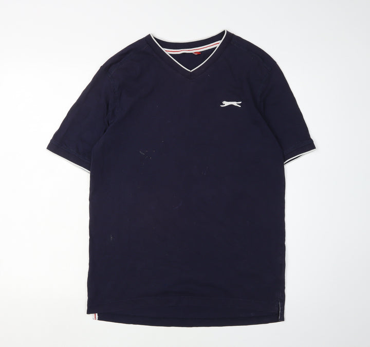 Slazenger Men's Blue V-Neck T-Shirt, Size S