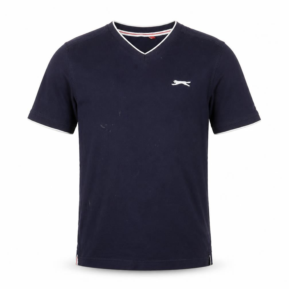 Front view of Slazenger Men's Blue V-Neck T-Shirt, size S