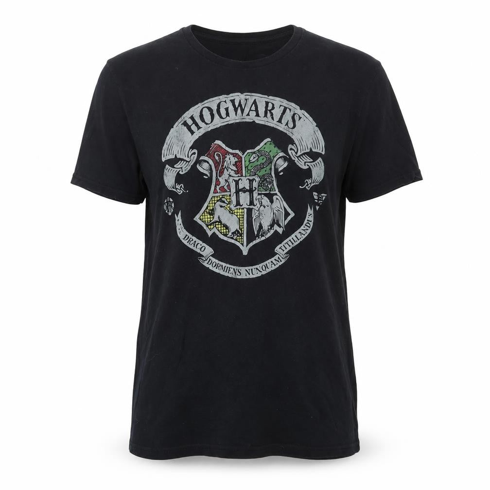 Front view of Harry Potter Men's Black L Hogwarts Graphic Tee