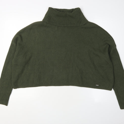 Hollister Women's Green Roll Neck Pullover Jumper S