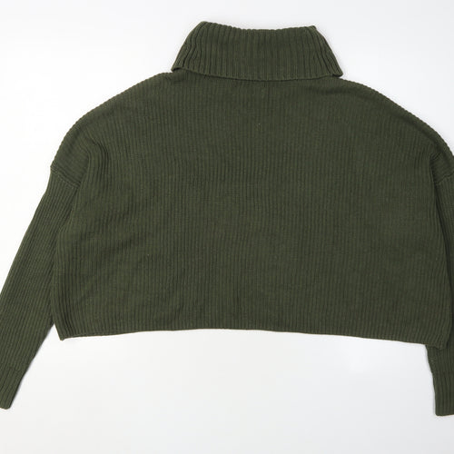 Hollister Women's Green Roll Neck Pullover Jumper S