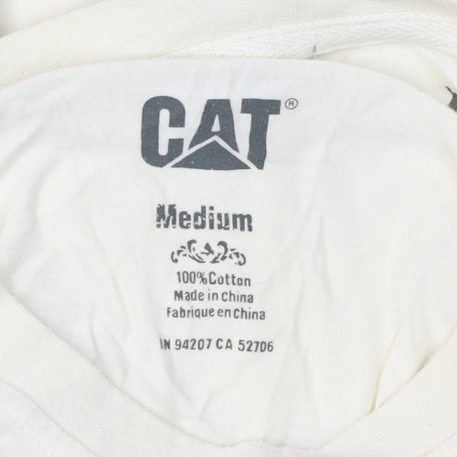CAT Men's Beige Graphic Print Medium T-Shirt