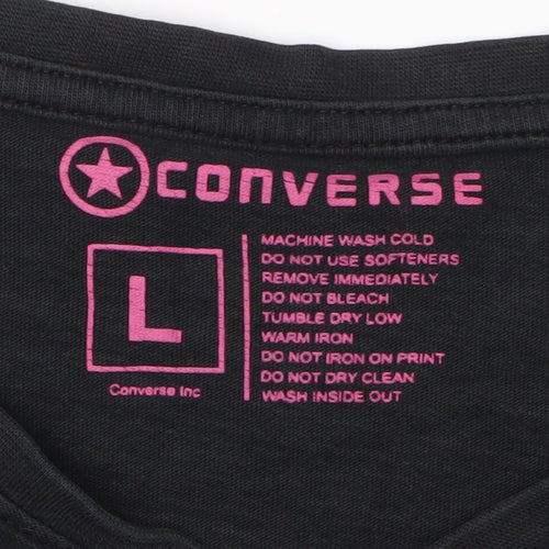 Converse Unisex Black T-Shirt L V-Neck Casual