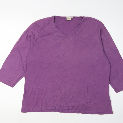 Cotton Traders Women's Purple V-Neck T-Shirt Size 22