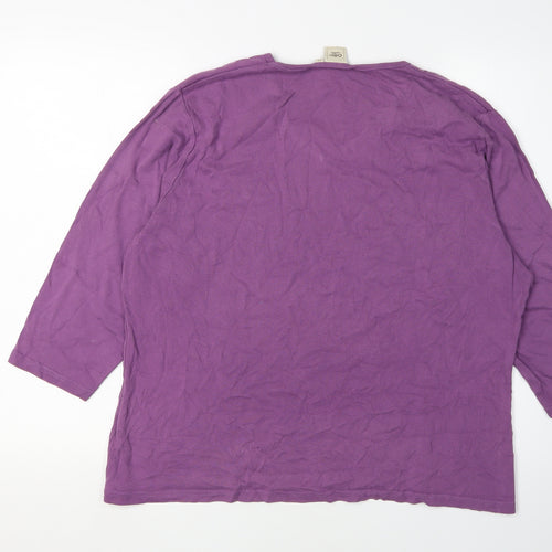 Cotton Traders Women's Purple V-Neck T-Shirt Size 22