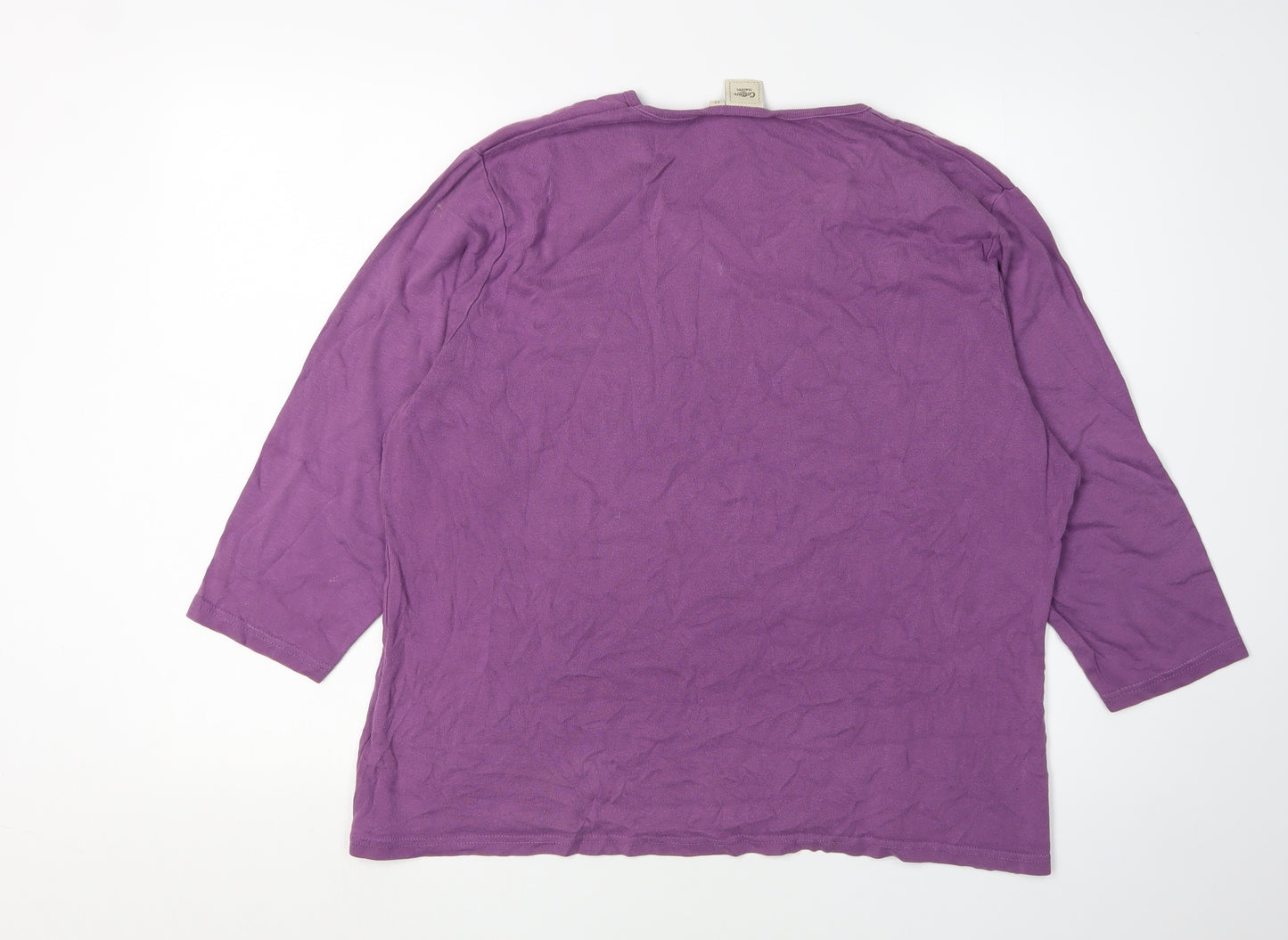 Cotton Traders Women's Purple V-Neck T-Shirt Size 22