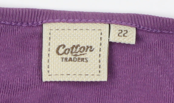 Cotton Traders Women's Purple V-Neck T-Shirt Size 22