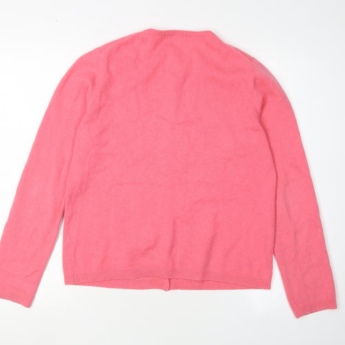 Isle Pink Cashmere Women's Medium Cardigan V-Neck Jumper