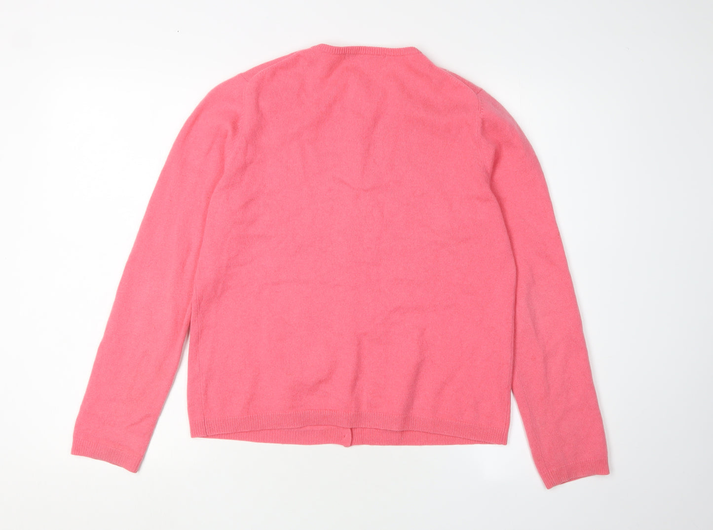 Isle Pink Cashmere Women's Medium Cardigan V-Neck Jumper