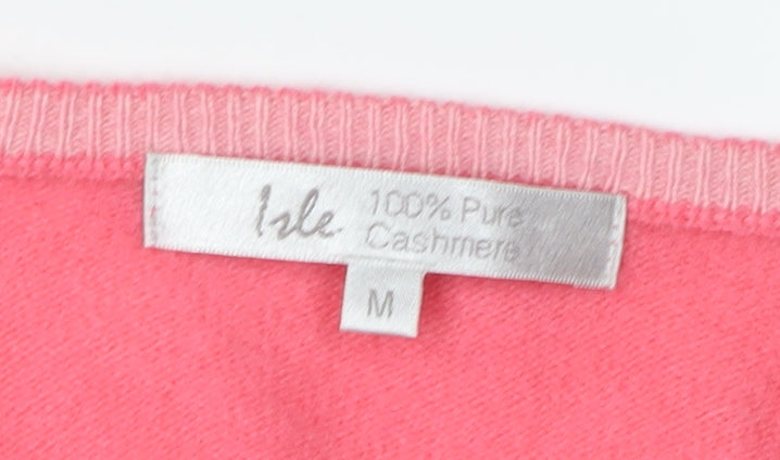 Isle Pink Cashmere Women's Medium Cardigan V-Neck Jumper