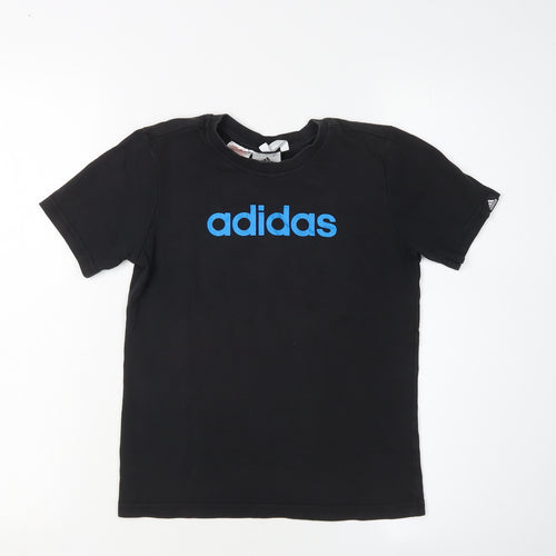 Adidas Boys Black Logo T-Shirt 9-10 Years Regular Fit