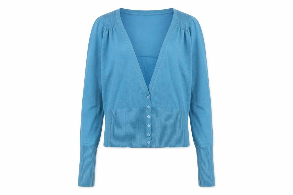 Front view of Oasis Women’s Blue Cardigan -, size UK 2