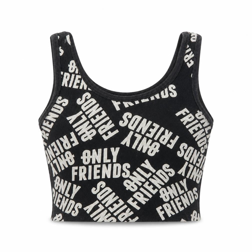 Front view of Pull&Bear Black Cropped Tank Women's, size 12