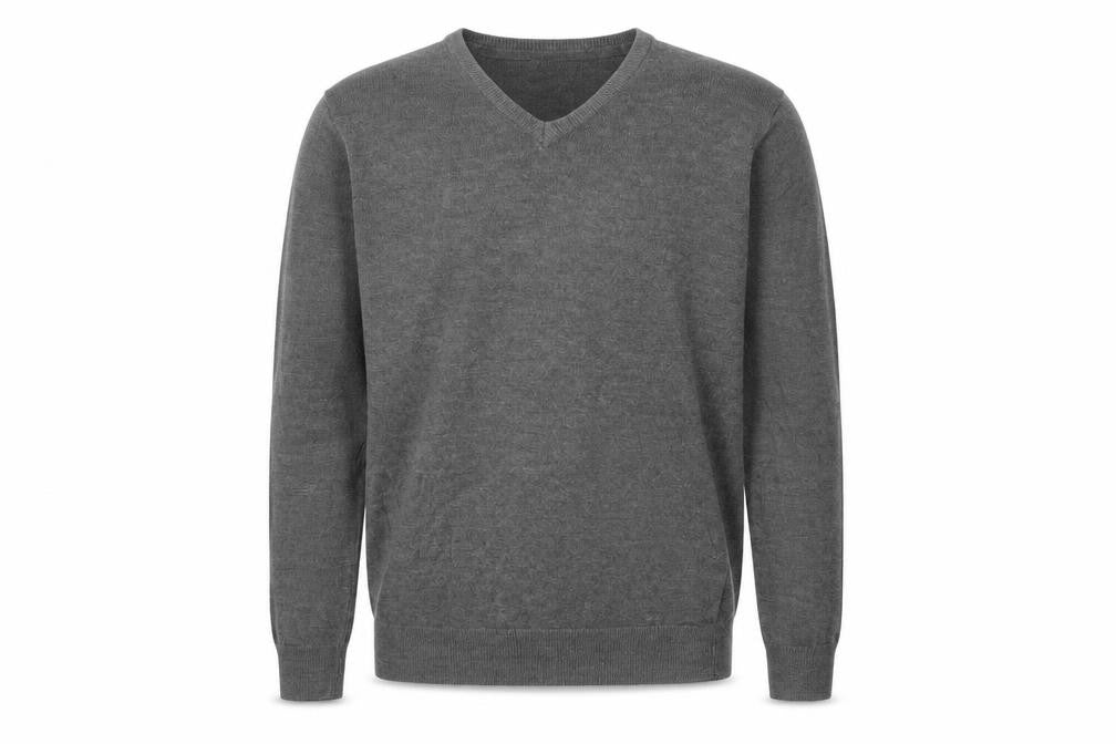 Front view of Marks & Spencer Men's Grey V-Neck jumper S