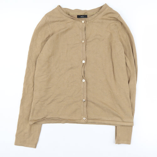M&Co Women's Beige Cardigan Medium Round Neck
