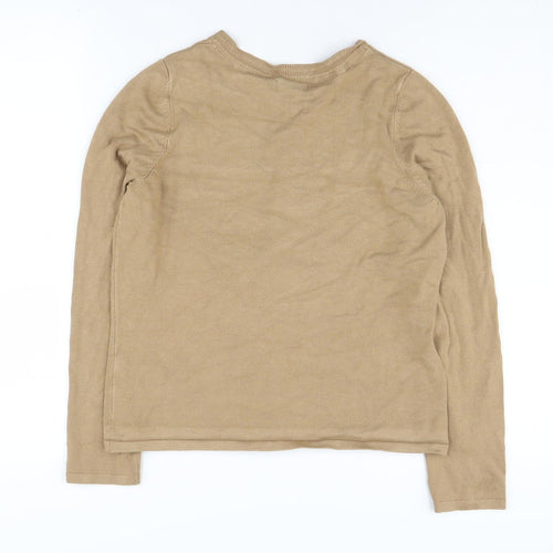 M&Co Women's Beige Cardigan Medium Round Neck