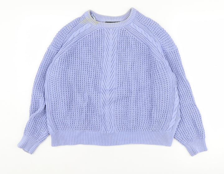 Marks and Spencer Women's Purple Cable-Knit Jumper Size 14