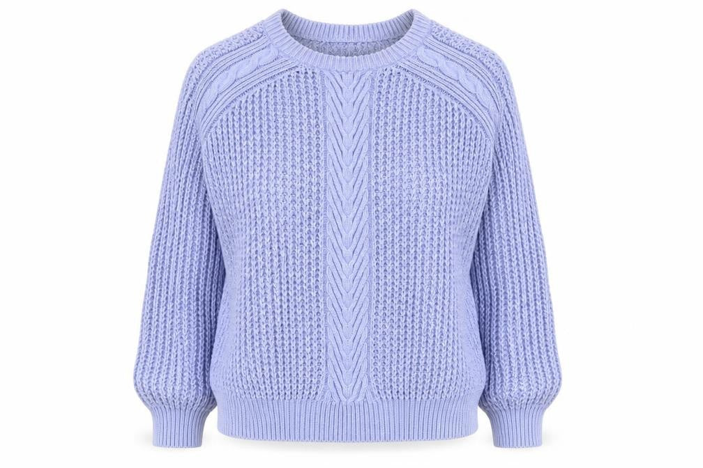 Front view of Marks & Spencer Women's Purple Cable-Knit Jumper, size 14