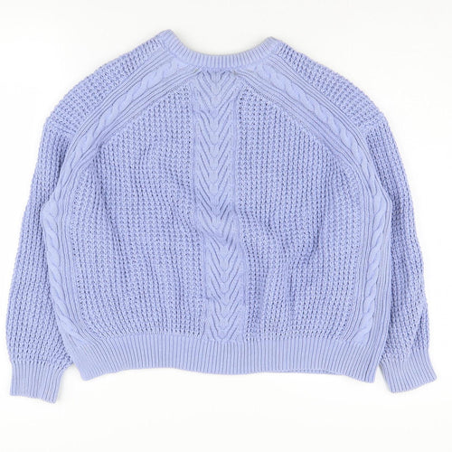 Marks and Spencer Women's Purple Cable-Knit Jumper Size 14