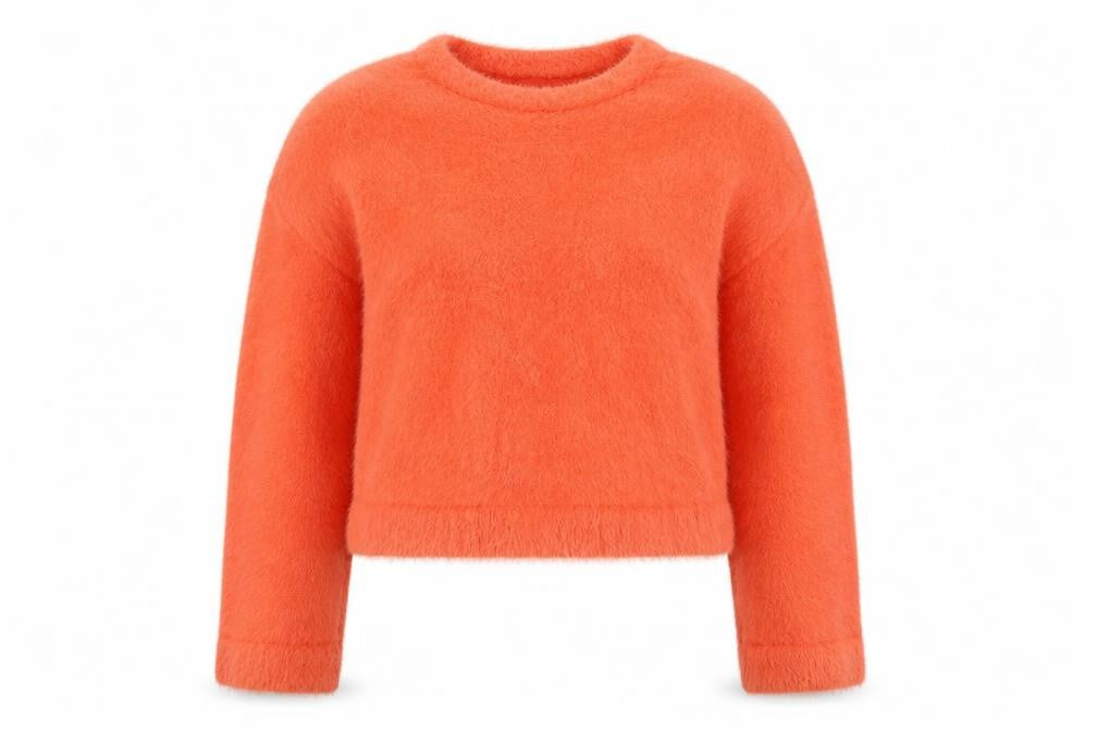 Front view of ASOS Women’s Orange Crew Neck Jumper, size UK 6