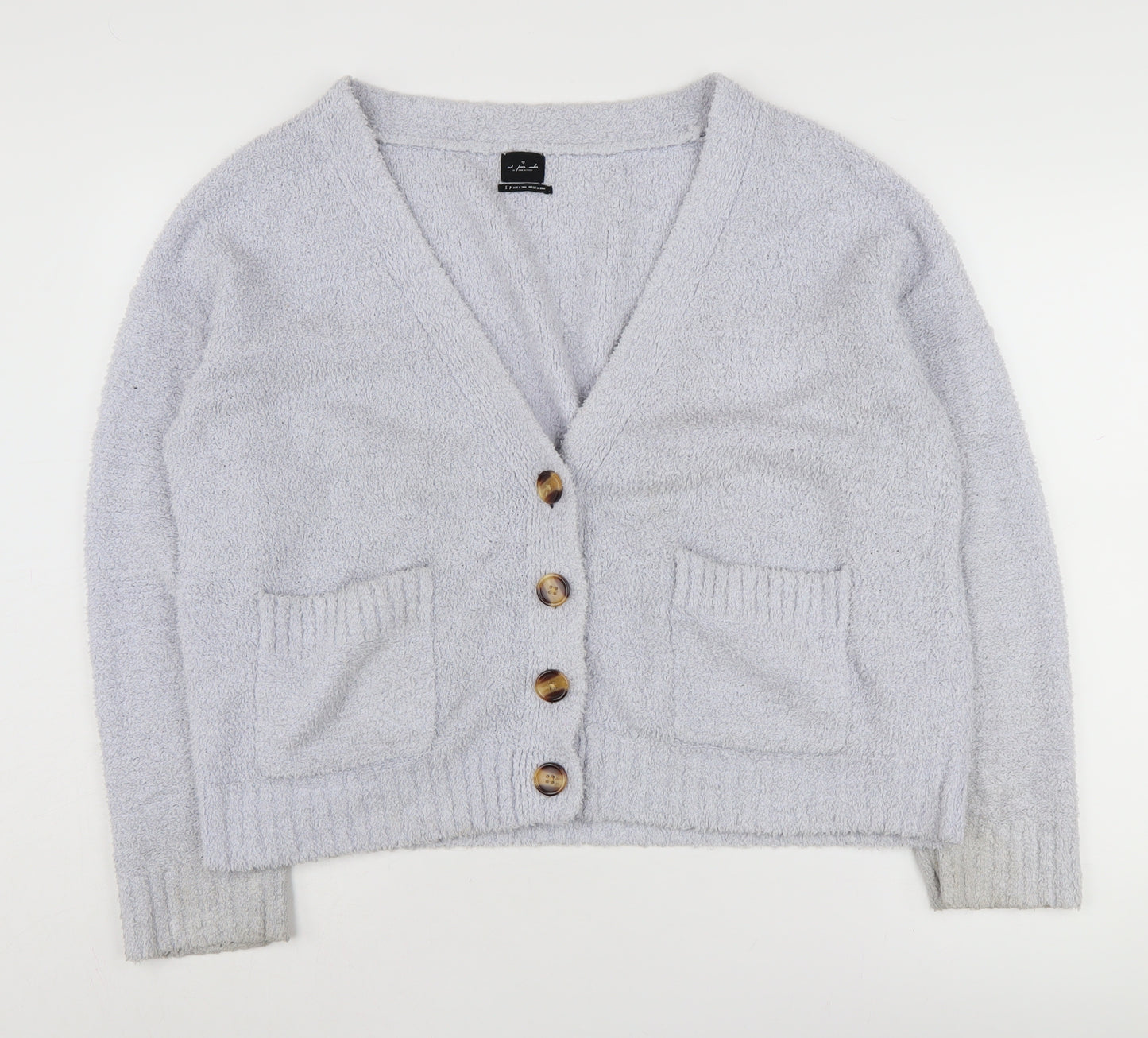 Out From Under Women's Grey Cardigan, S, V-Neck, Button