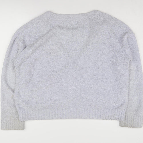 Out From Under Women's Grey Cardigan, S, V-Neck, Button