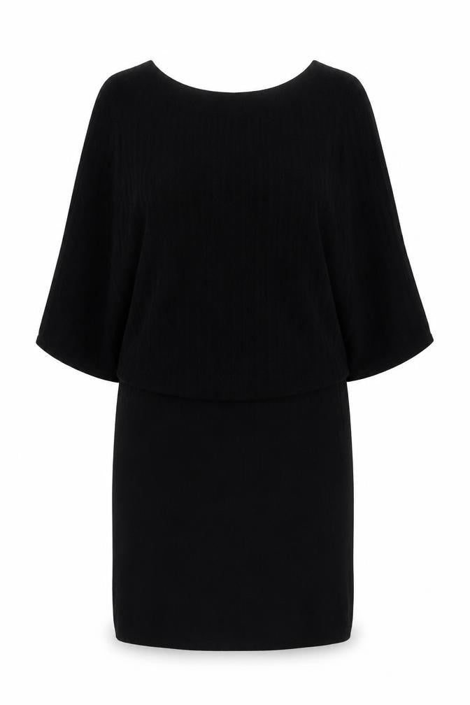 Front view of H&M Black Viscose Dress, Medium, Women's, Knit