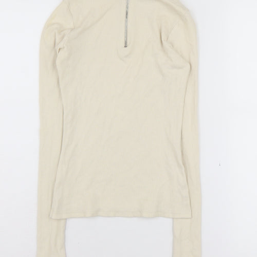 Pull&Bear Beige Women's Henley Sweatshirt Size 8