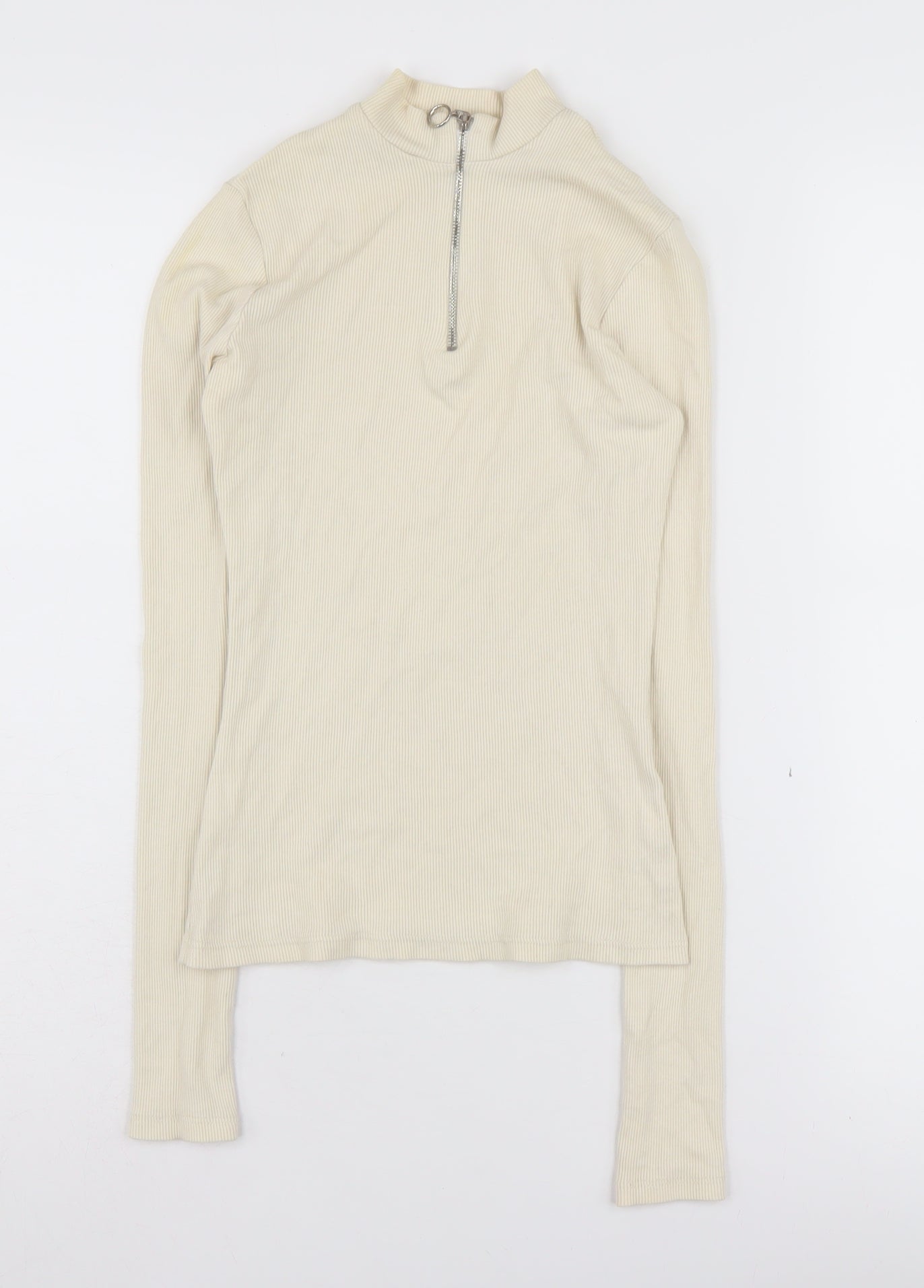 Pull&Bear Beige Women's Henley Sweatshirt Size 8