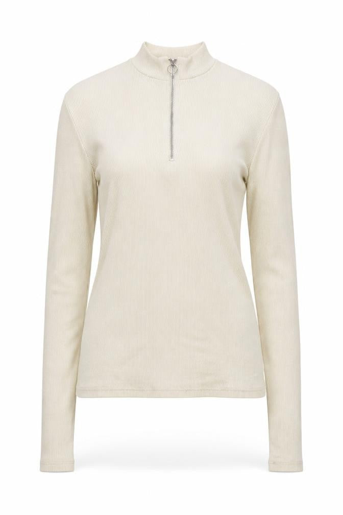 Front view of Pull&Bear Beige Women's Henley Sweatshirt, size 8