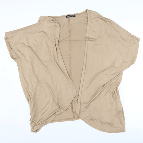 boohoo Womens Beige M/L Open Cardigan Short Sleeve Casual