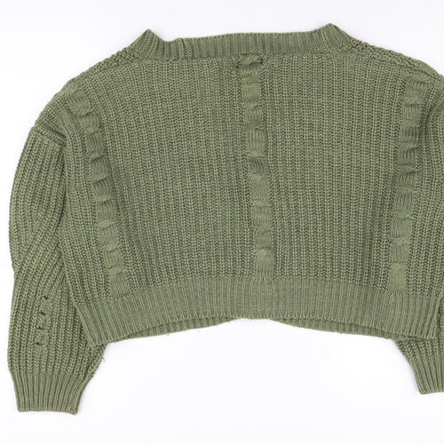 Stradivarius Women's Green Cardigan, Size S, Chunky-Knit