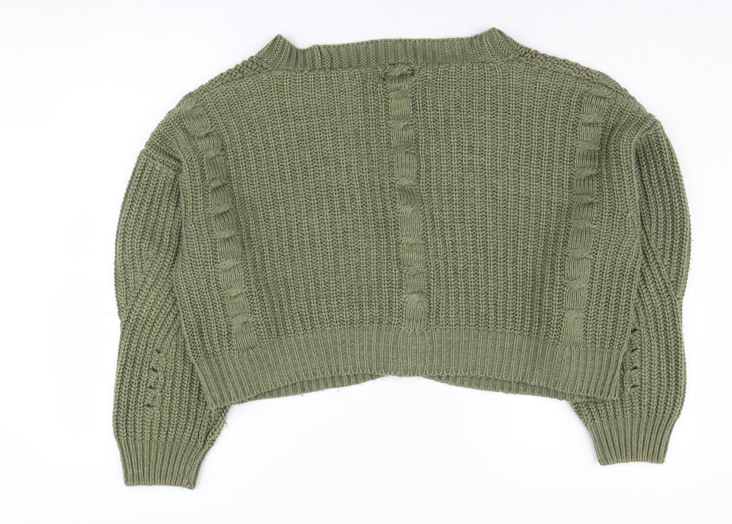 Stradivarius Women's Green Cardigan, Size S, Chunky-Knit