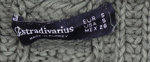 Stradivarius Women's Green Cardigan, Size S, Chunky-Knit