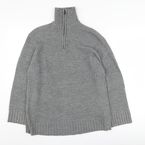 H&M Women's Grey Mock Neck Pullover Jumper, 2XS