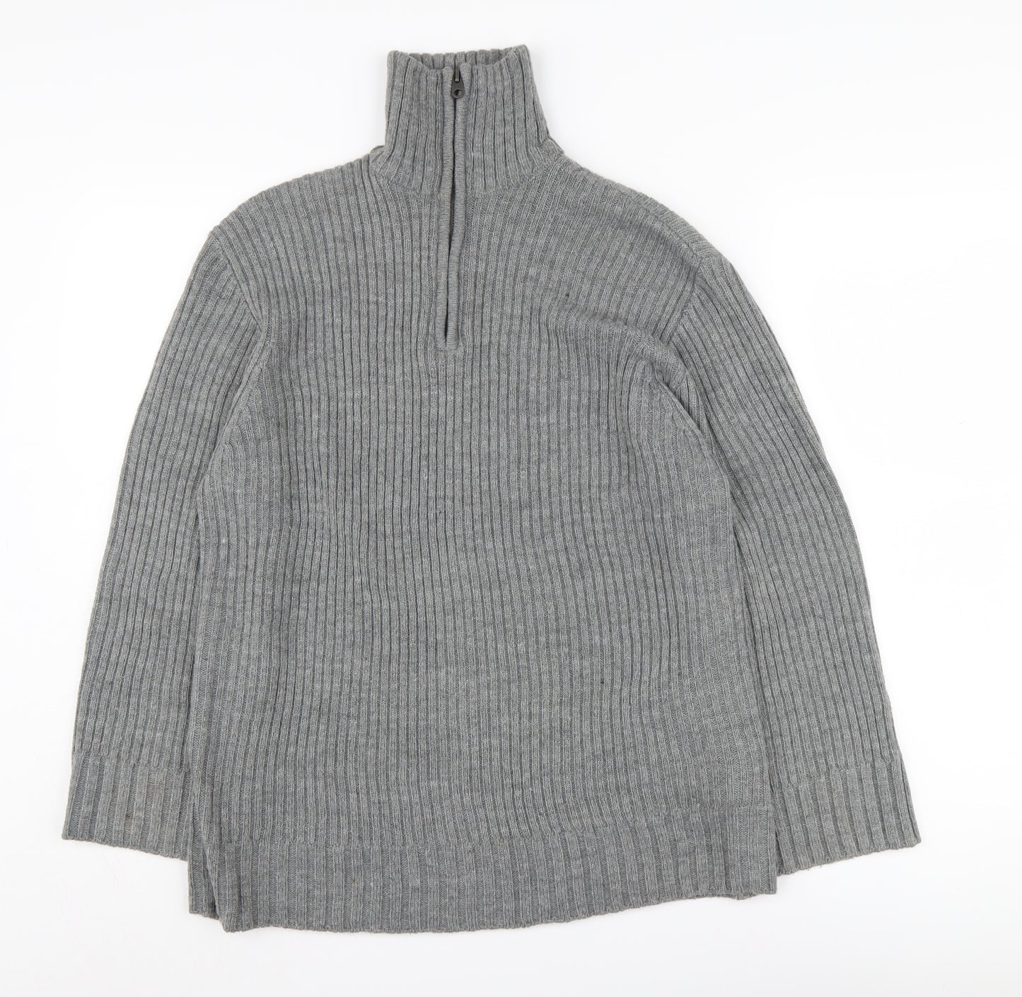 H&M Women's Grey Mock Neck Pullover Jumper, 2XS