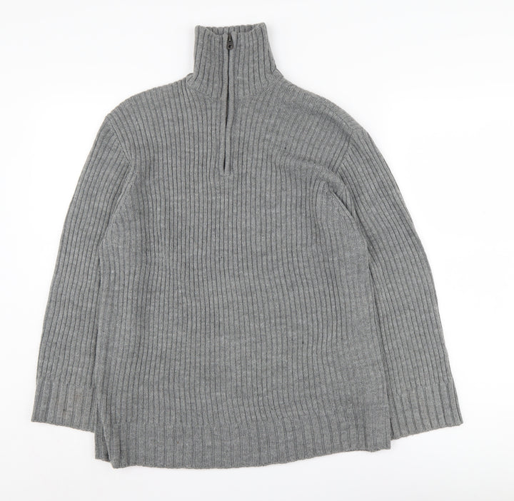 H&M Women's Grey Mock Neck Pullover Jumper, 2XS