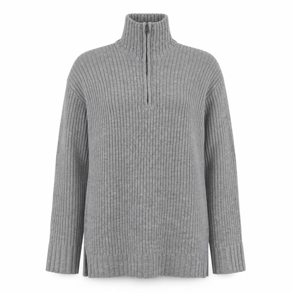 Front view of H&M Women's Grey Mock Neck jumper, 2XS