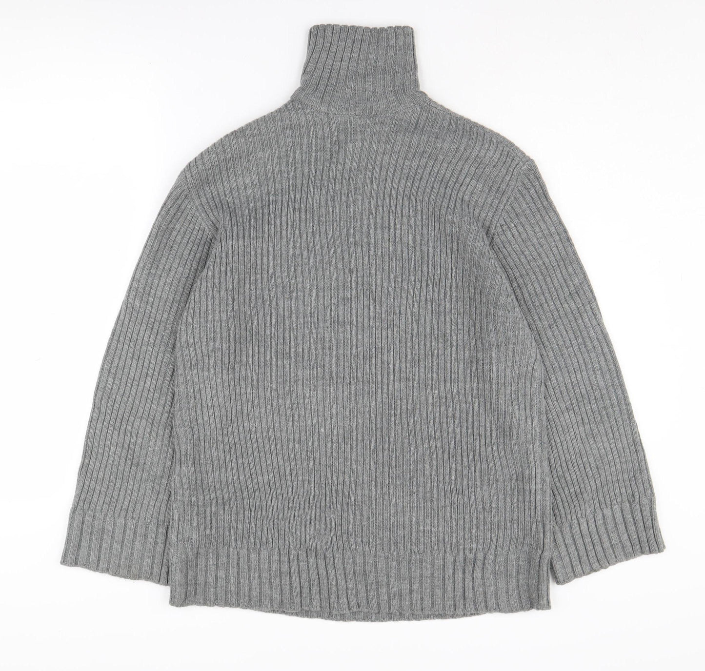 H&M Women's Grey Mock Neck Pullover Jumper, 2XS