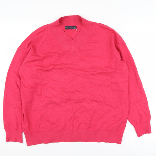 Marks and Spencer Women's Red V-Neck Jumper, Medium