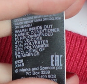 Marks and Spencer Women's Red V-Neck Jumper, Medium
