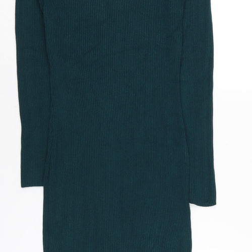 Miss Selfridge Green Bodycon Mock Neck Dress Size 12