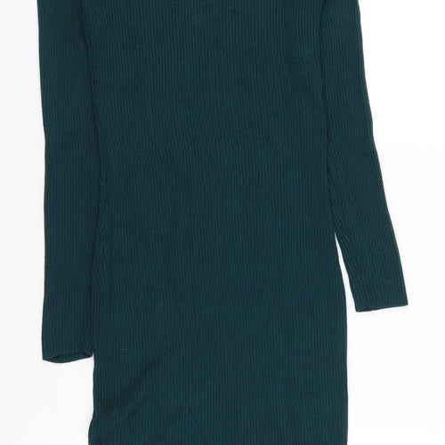 Miss Selfridge Green Bodycon Mock Neck Dress Size 12