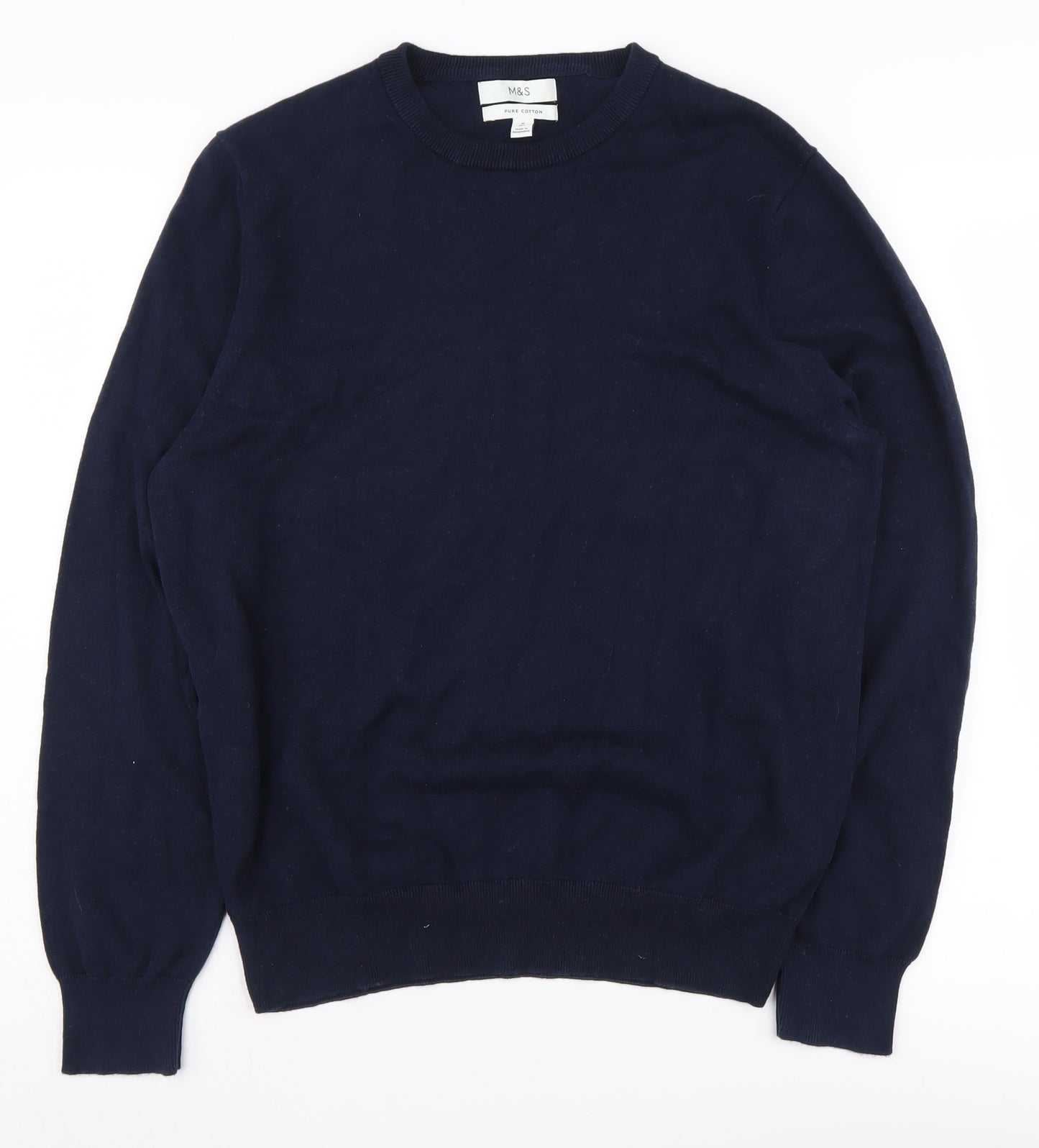 Marks and Spencer Men's Blue Pullover Jumper - Size M