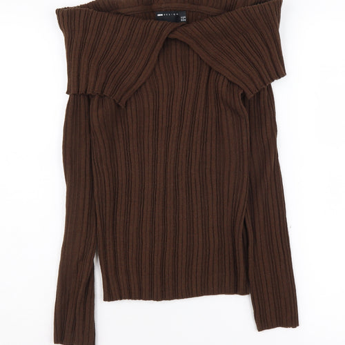 ASOS DESIGN Women's Brown Knit Jumper Size 14