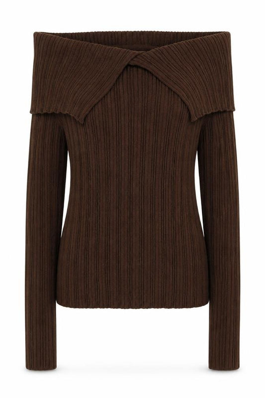 Front view of ASOS DESIGN Women's Brown Knit Jumper, size 14