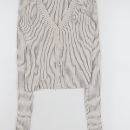 H&M Women's Grey V-Neck Cardigan Size S