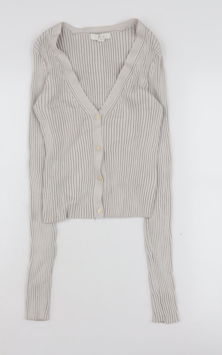H&M Women's Grey V-Neck Cardigan Size S
