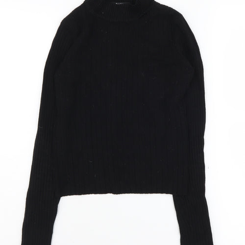 Bershka Women's Black High Neck Pullover Jumper