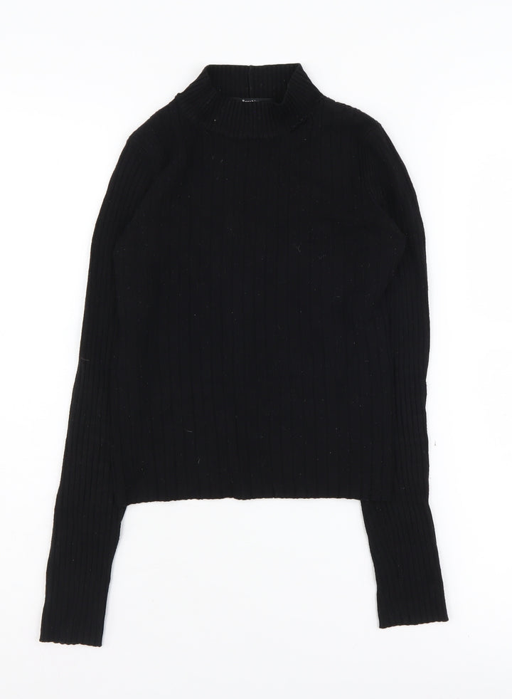 Bershka Women's Black High Neck Pullover Jumper
